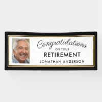 Black and Gold Simple Retirement Party Photo
