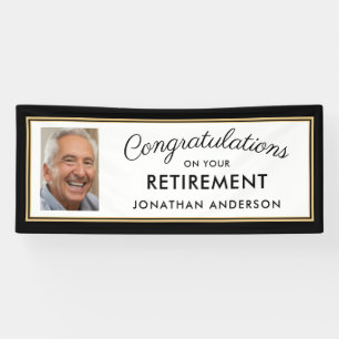 Black and Gold Simple Retirement Party Photo Banner