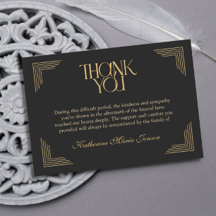 Black and Gold Simple Sympathy After Funeral  Thank You Card