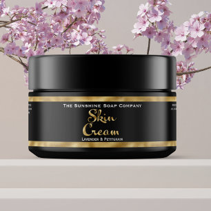 Black and Gold Skin Cream Jar Label