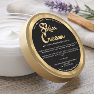 Black and Gold Skin Cream Jar Label w Ingredients