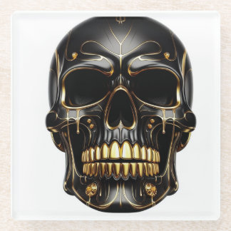 Black and Gold Skull Coaster