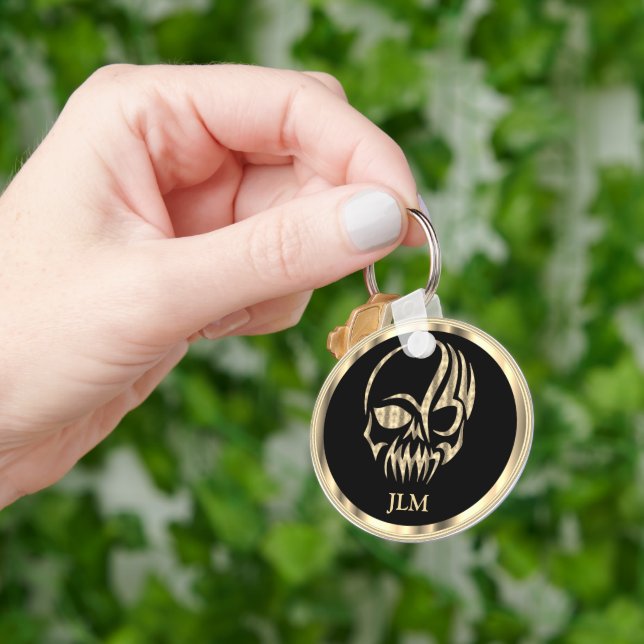 Black and Gold Skull Key Ring (Hand)