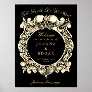 Black And Gold Skulls Gothic Wedding Welcome Sign