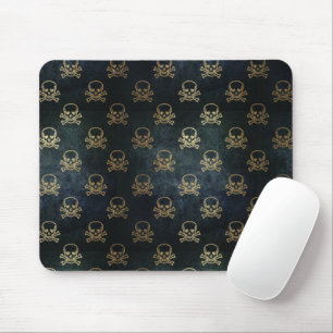Black and Gold Skulls Mouse Mat
