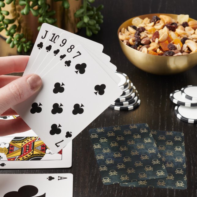 Black and Gold Skulls Playing Cards (In Situ)
