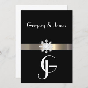 Black and Gold Snowflake Wedding Invitation
