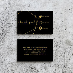 Black and gold social links orders insert Card.