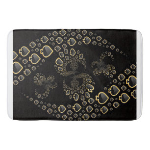 Black and Gold Spades Fractal Blanket Bath Mat
