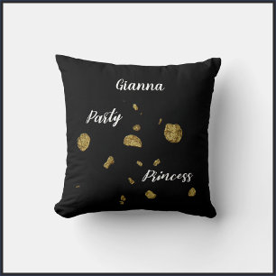Black and Gold Spangles Party Princess Cushion