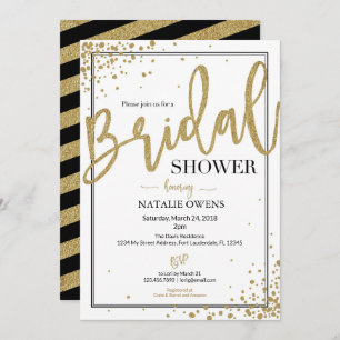Black and Gold Sparkle Bridal Shower Invitation