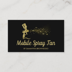 Black and Gold Sparkle Mobile Tanning Spray Business Card