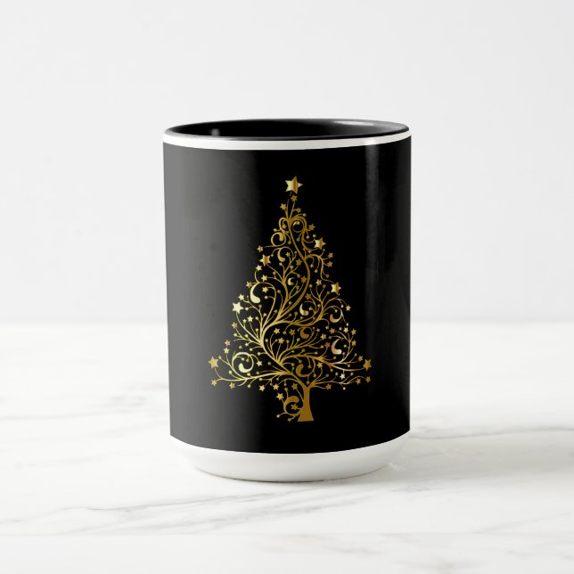 Black and Gold Sparkly Christmas Tree  Mug (Center)