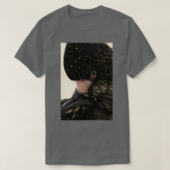 Black and Gold Speckled Parrot T-Shirt (Design Front)