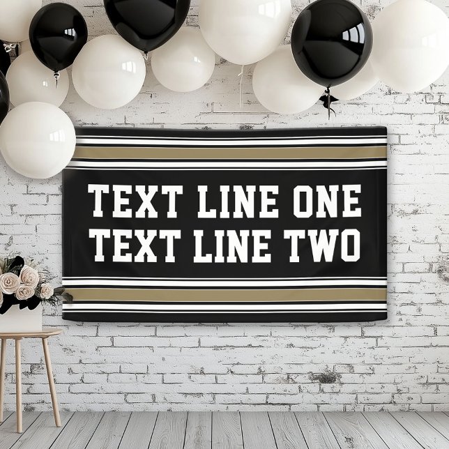 Black and Gold Sports Jersey - 2 lines of text Banner (Custom Banner)