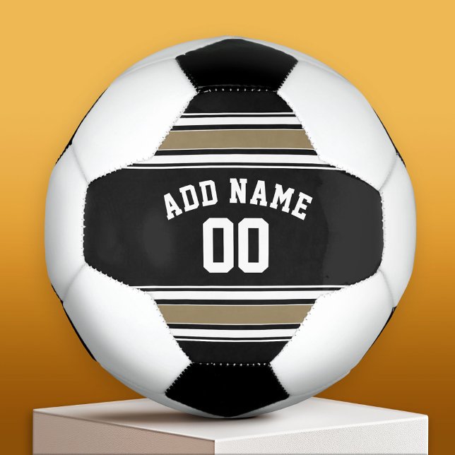Black and Gold Sports Jersey Name - Can EDIT Colou Football (Custom Soccer Ball)
