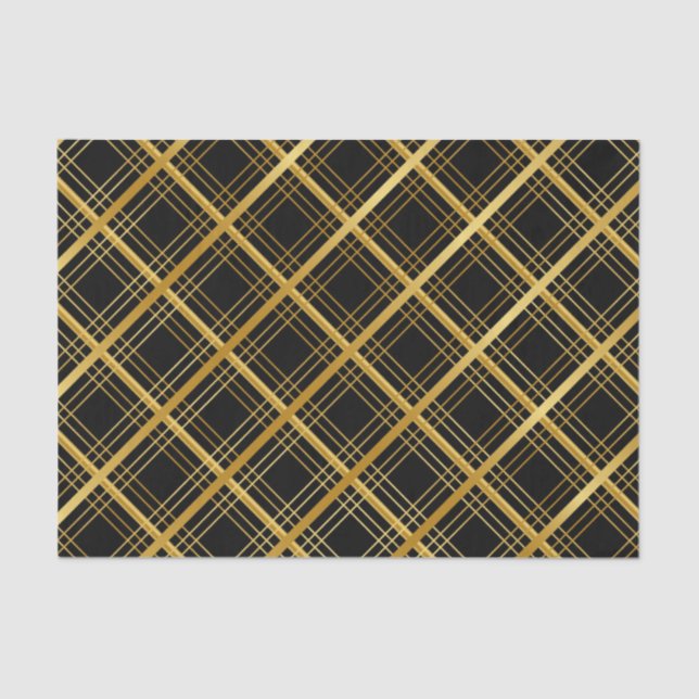 Black And Gold Square  Tissue Paper (Front)
