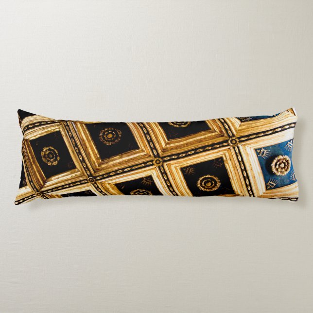 Black and Gold Squares  Body Cushion (Front)