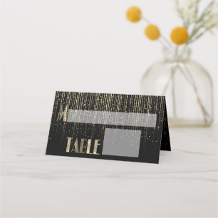 Black and Gold Star Shower Place Card