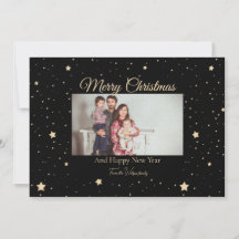 Black and Gold Starry Night Photo Christmas