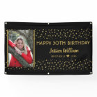 Black And Gold Stars 30th Birthday Custom Photo