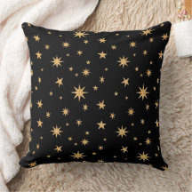 Black and Gold Stars Accent Pillow