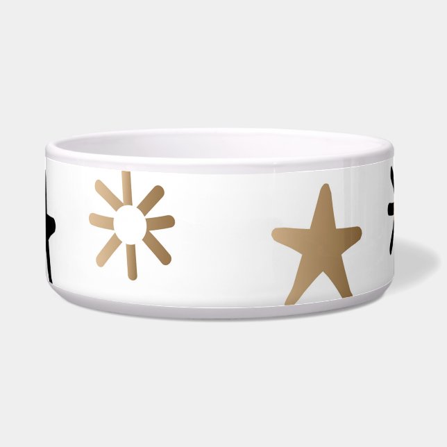 Black and Gold Stars Dog Bowl (Front)