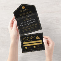 Black And Gold Stars Goth Pattern 