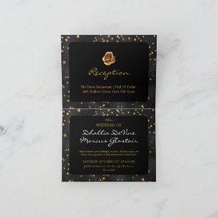 Black And Gold Stars Goth Pattern  Invitation