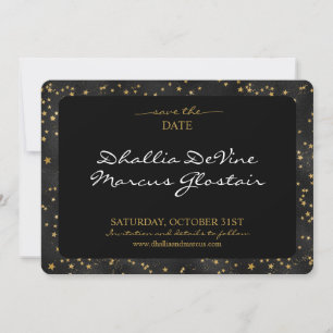 Black And Gold Stars Goth Pattern Save The Date