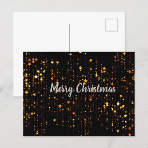 Black and Gold Stars Merry Christmas Postcard