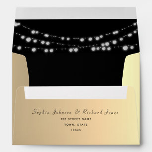 Black and Gold String Lights Wedding 5x7 Envelope