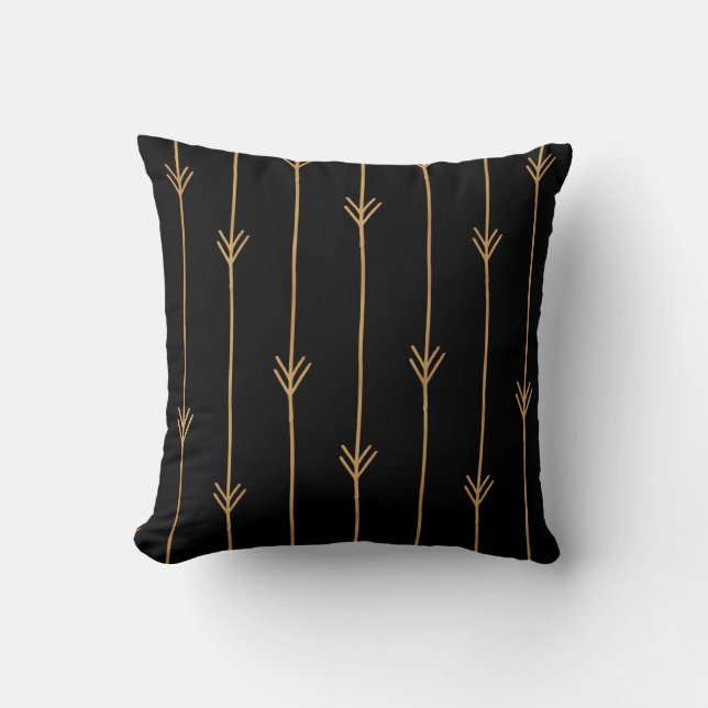 Black and Gold Stripe Decorative Cushion (Front)
