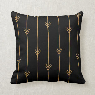 Black and Gold Stripe Decorative Cushion