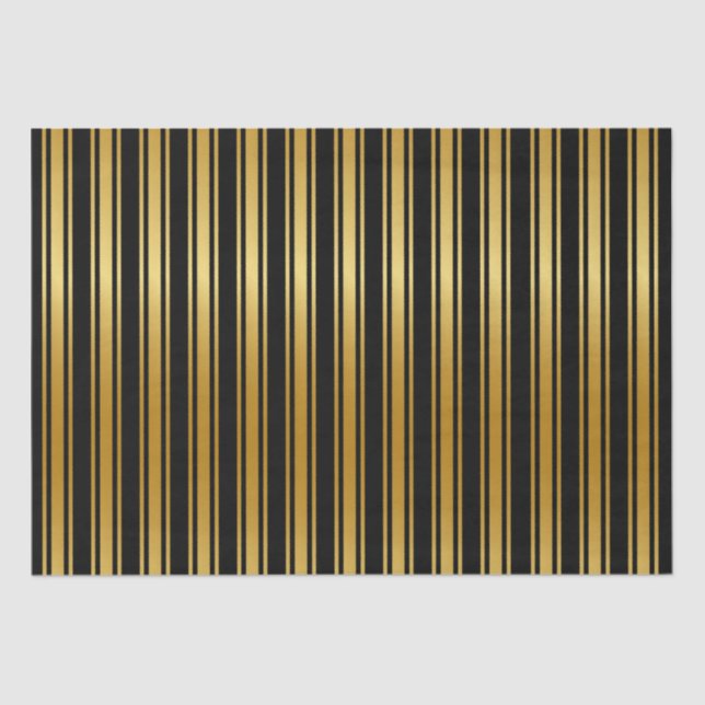 Black And Gold Stripe  Tissue Paper (Front)