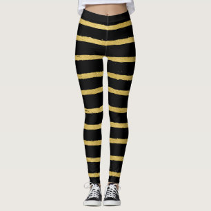 Black and Gold Striped  Leggings