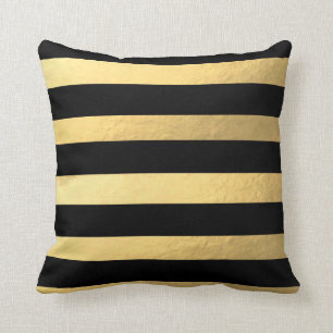 Black and Gold Striped Pillow