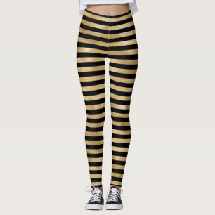 Black and Gold Striped  Women's Leggings