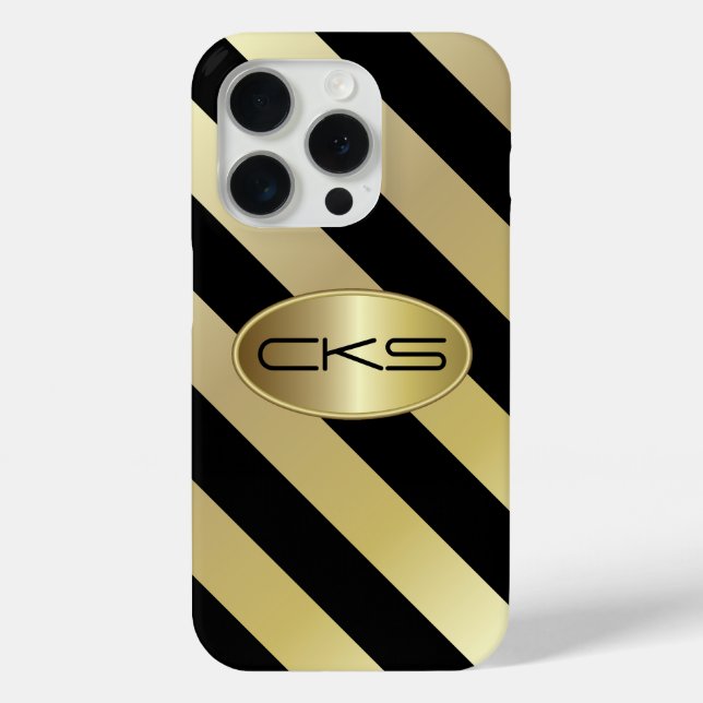Black and Gold Stripes | Monogram  Case-Mate iPhone Case (Back)