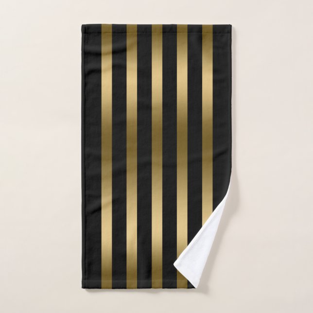 Black and gold stripes pattern bath towel set (Hand Towel)