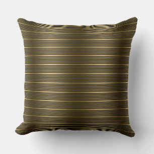 Black And Gold Stripes Pattern Cushion