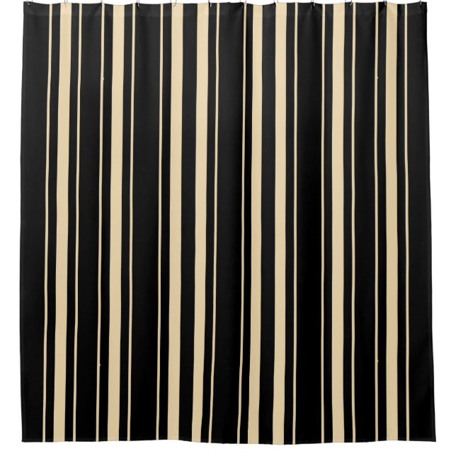 Black and Gold Stripes Shower Curtain (Front)