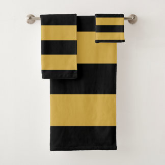 Black and gold stripes Towels set