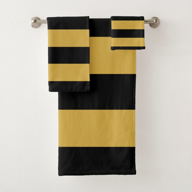 Black and gold stripes Towels set (Insitu)