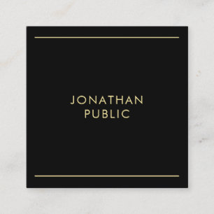 Black And Gold Stylish Modern Professional Trendy Square Business Card