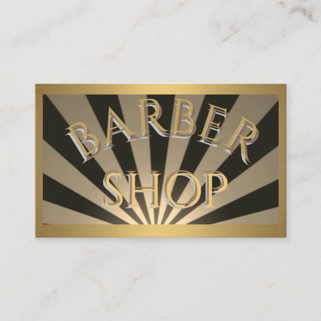 Black and Gold Sun Rays Barber Shop Card on (Front)