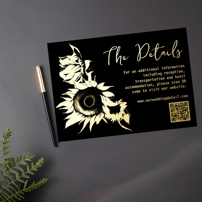 Black and Gold Sunflower QR code Details card (Creator Uploaded)