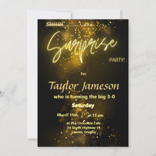 Black and gold surprise Invitation QR rsvp