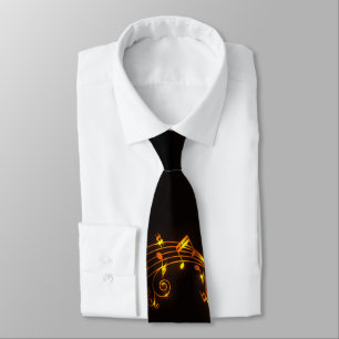 Black and Gold Swirling Musical Notes Tie