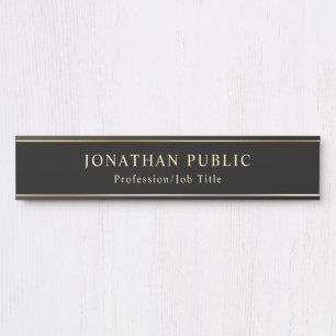 Black And Gold Template Elegant Classic Look Door Sign